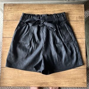 Black linen shorts